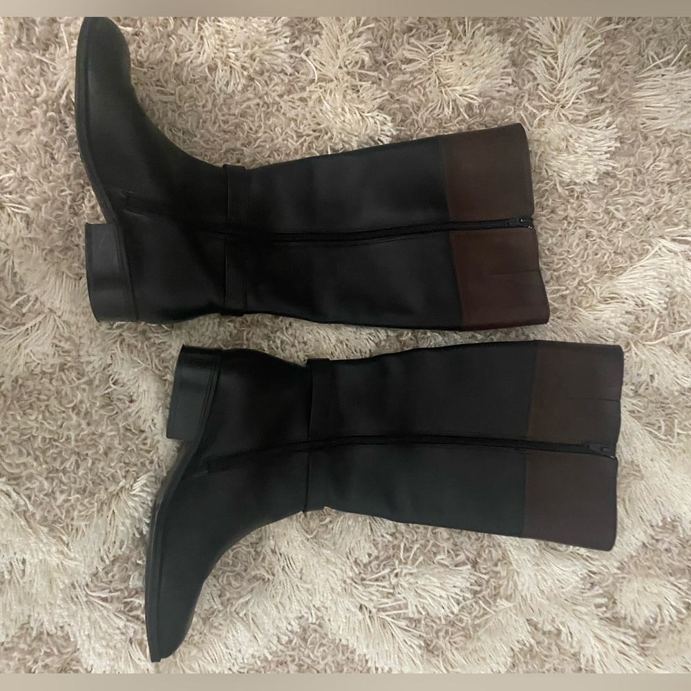 LAUREN RALPH LAUREN Leather Riding Boots Size 6 Black Brown - Picture 3 of 8